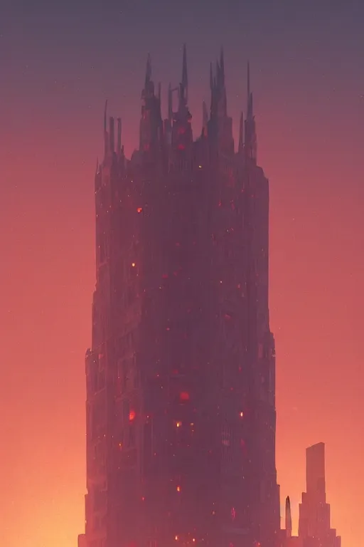 Prompt: wizard tower in downtown chicago, silhouetted by enormous bloodmoon, an epic fantasy, dramatic lighting, cinematic, establishing shot, extremely high detail, photorealistic, cinematic lighting, artstation, by simon stalenhag, horizon forbidden west