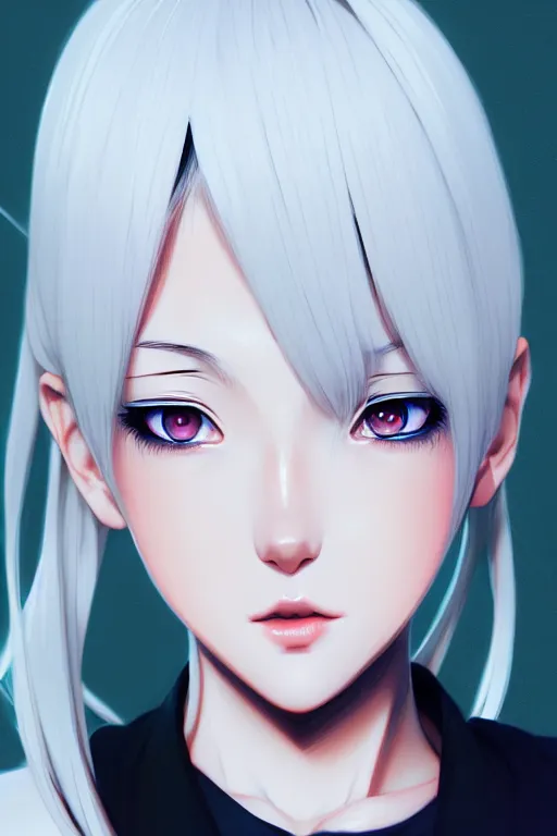 Image similar to portrait Anime girl, cute-fine-face, white-hair pretty face, realistic shaded Perfect face, fine details. Anime. realistic shaded lighting ((((by Ilya Kuvshinov))))