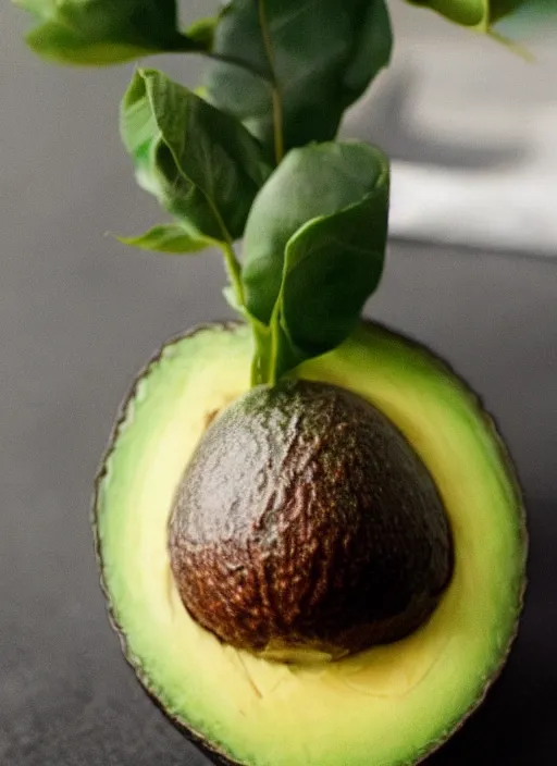 Image similar to an avocado with jeff goldblum's head on top