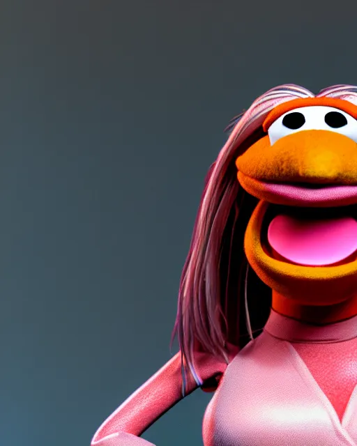 Image similar to detailed portrait, a photo of elyse wlliams as a muppet, unreal engine, cinematic composition, blender render, octane render, ultrawide shot