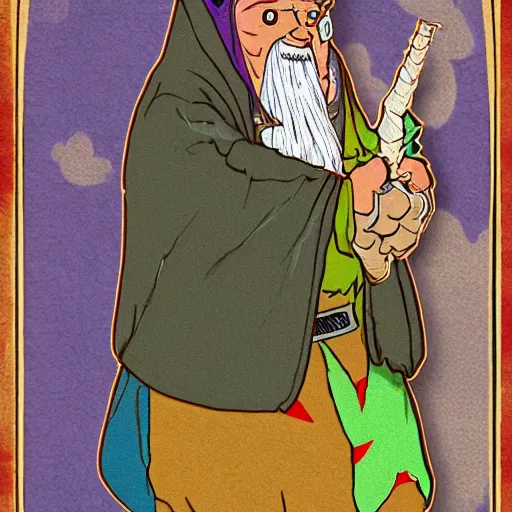 Image similar to Giga Chad dressed up as a wizard.