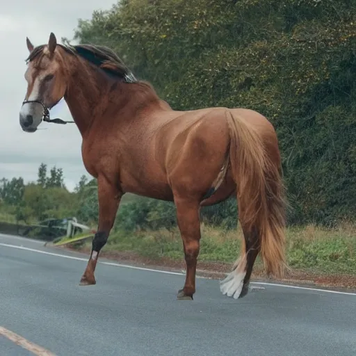 Image similar to horse on a rural highway