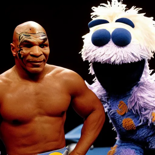 Prompt: mike tyson on sesame street