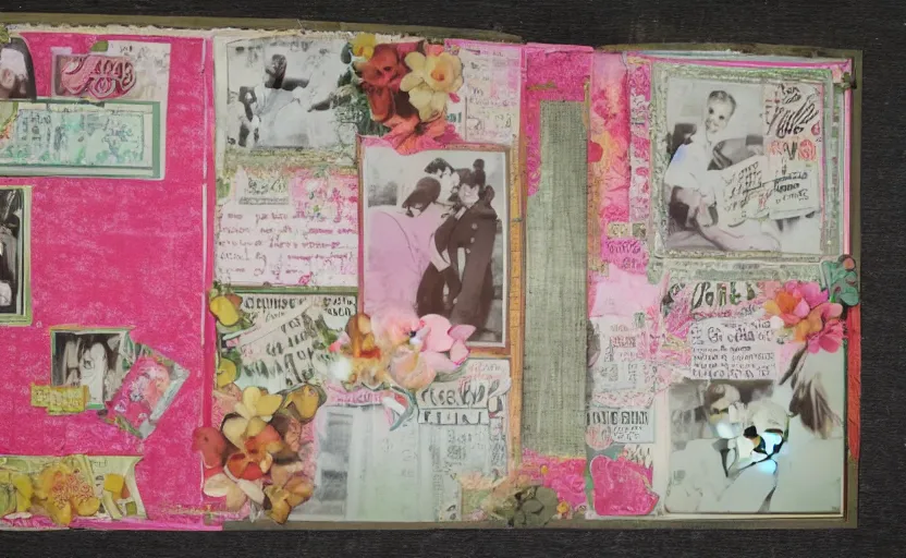 Image similar to retro scrapbook page filled with photos of flowers