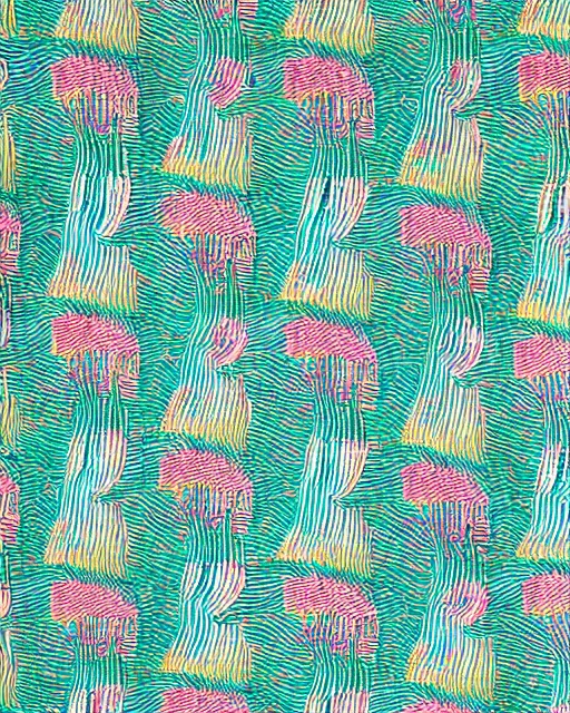 Image similar to rearing elephant design covered in missoni pattens, risograph