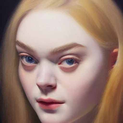 Prompt: portrait of a elle fanning, her face distorted by a glass of water, detailed realism face in painting, detailed beautiful portrait, oil painting masterpiece, 8 k resolution, smooth, sharp focus, trending on artstation, by rembrandt