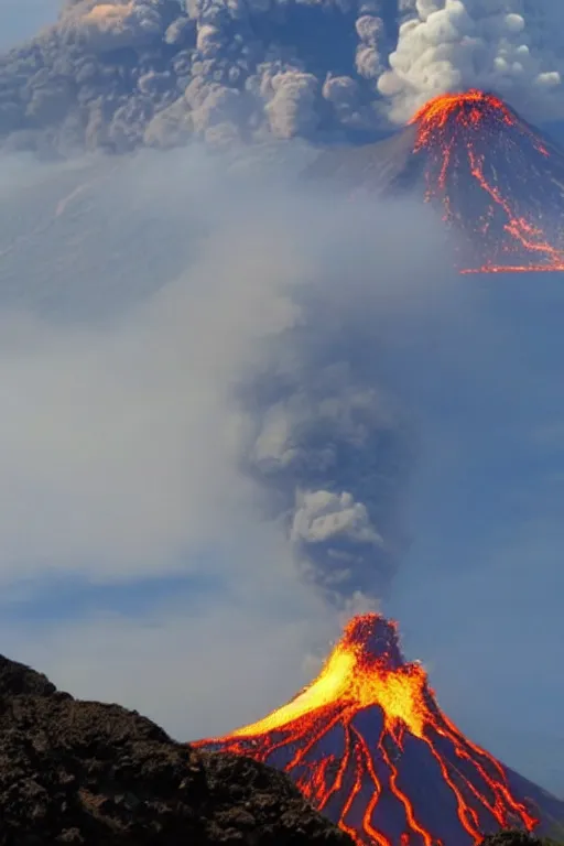 Prompt: beautiful erupting volcano