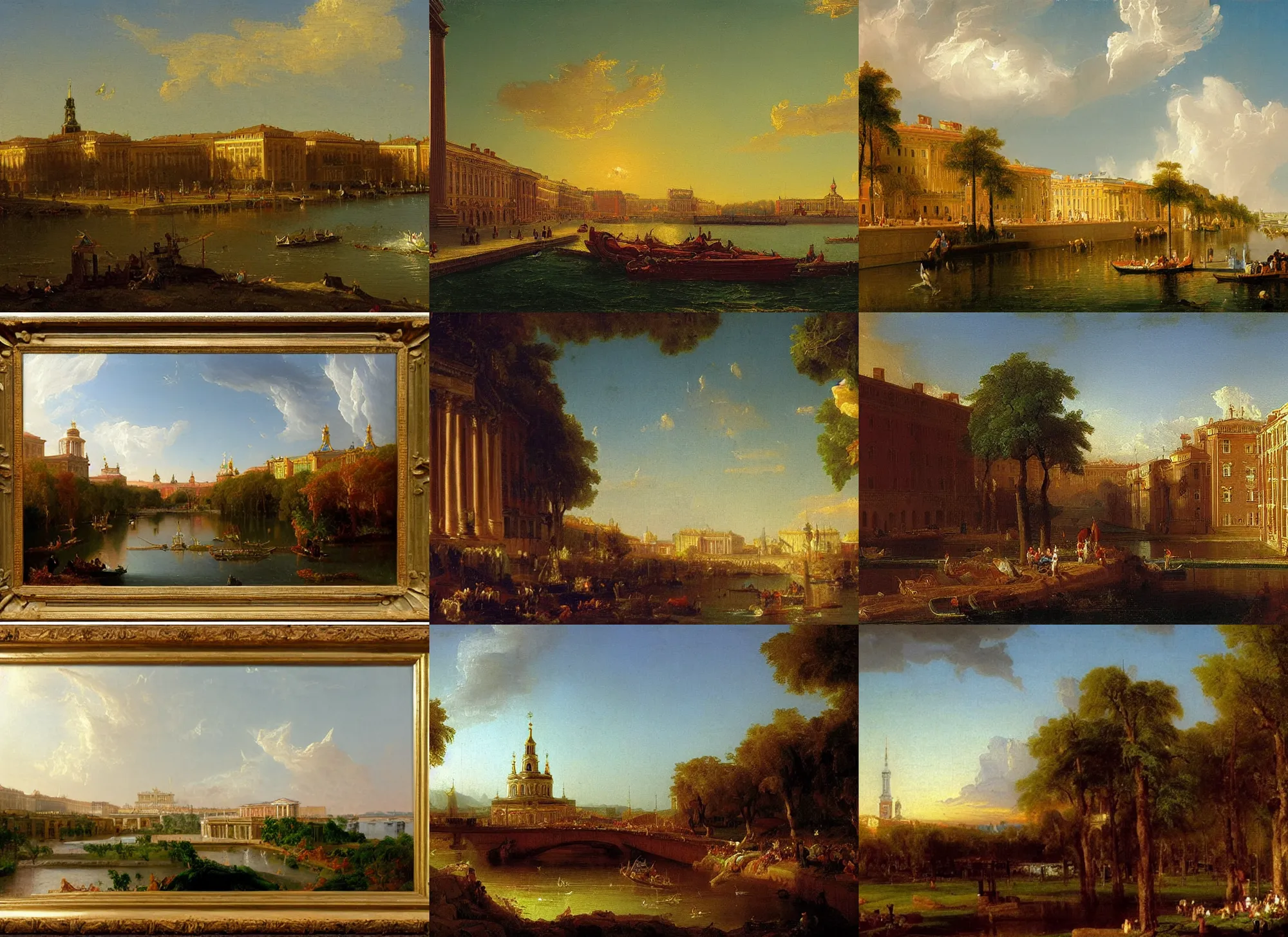 Prompt: painting of a st. petersburg by thomas cole, during the fall