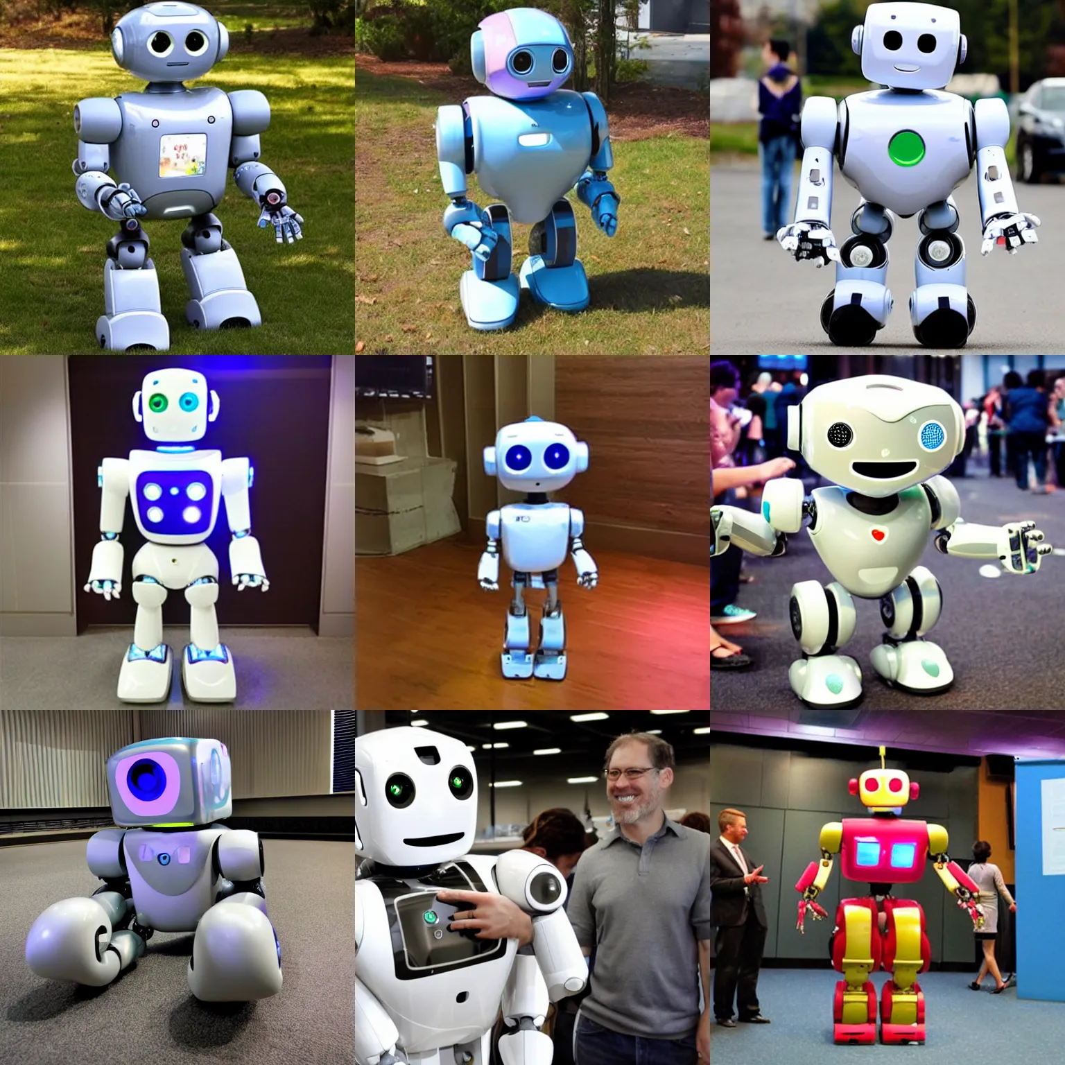 Prompt: <photo attention-grabbing robot-traits='cute friendly happy wellbuilt' robot-desires='hug' robot-desire-level='max'>A robot</photo>