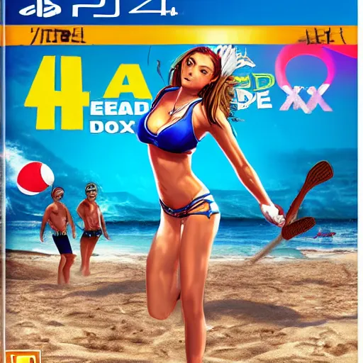 Prompt: video game box art of a ps 4 game called dead or alive xtreme beach volleyball 4, 4 k, highly detailed cover art.