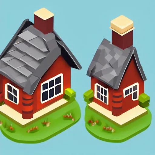 Prompt: cute isometric house