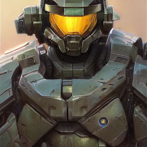 Image similar to Master Chief with a head art by Donato Giancola and Bayard Wu, digital art, trending on artstation