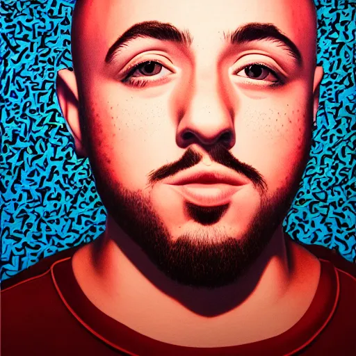 Image similar to portrait mac miller, art by craig wiley, kehinde wiley, smooth, clear face, sharp focus, 8 k, hd