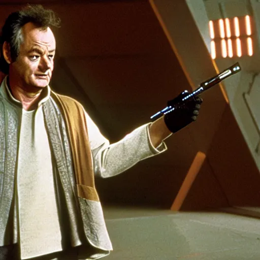 Image similar to bill murray in star wars, movie still, promotional shot