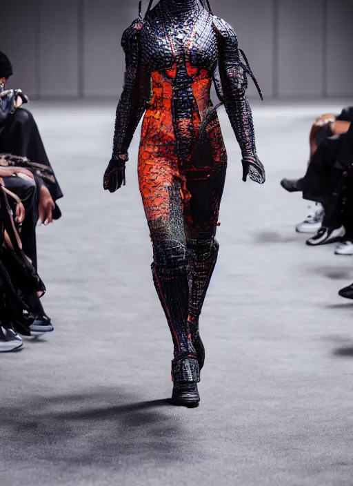 Prompt: hyperrealistic and heavy detailed balenciaga runway show of mortal kombat, leica sl 2 5 0 mm, vivid color, high quality, high textured, real life