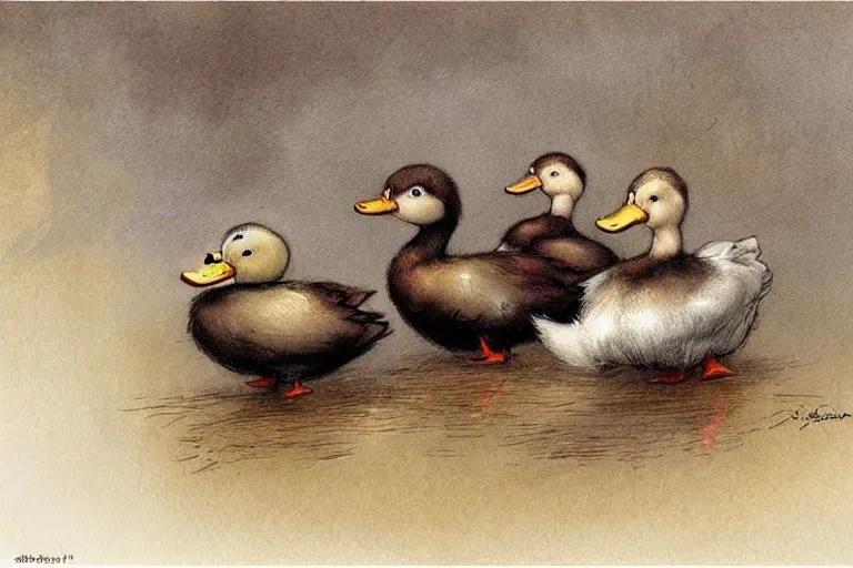 Prompt: ( ( ( ( ( cartoon duck family on wet road. muted colors. ) ) ) ) ) by jean - baptiste monge!!!!!!!!!!!!!!!!!!!!!!!!!!!