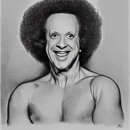 Prompt: a portrait drawing of Richard simmons drawn by mort drucker