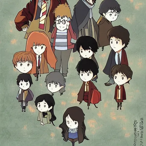 Image similar to harry potter in the style of studio ghibli