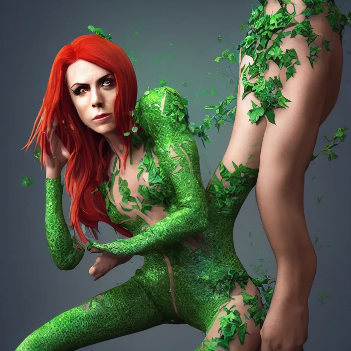 Image similar to portrait of Melanie C as a Poison Ivy in Batman & Robin 1997. intricate artwork. by Tooth Wu, wlop, beeple, dan mumford. octane render, trending on artstation, greg rutkowski very coherent symmetrical artwork. cinematic, hyper realism, high detail, octane render, 8k