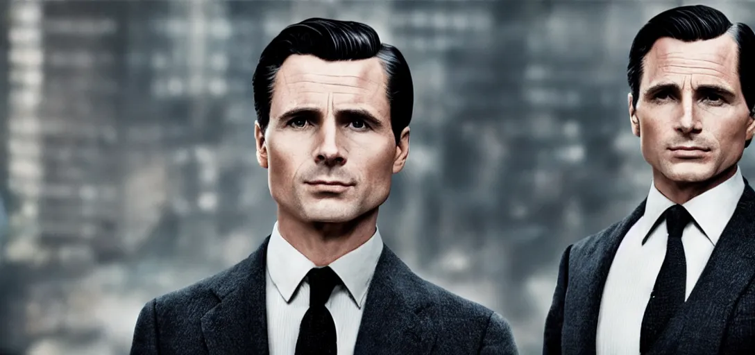 Image similar to a very high resolution image from a new movie. bruce wayne potrait. photorealistic, photography, directed by wes anderson