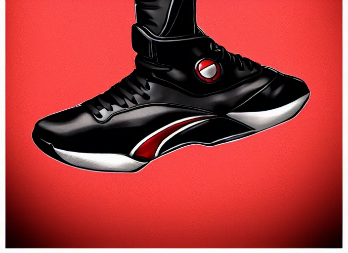 Prompt: basketball sneakers concept of black widow, trending on artstation, smooth, sharp focus