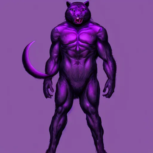 Prompt: render of a large purple panther roaring at night. moon in background. digital drawing, illustration, 4 k, highly detailed, artstation, realistic, dramatic, darkness.