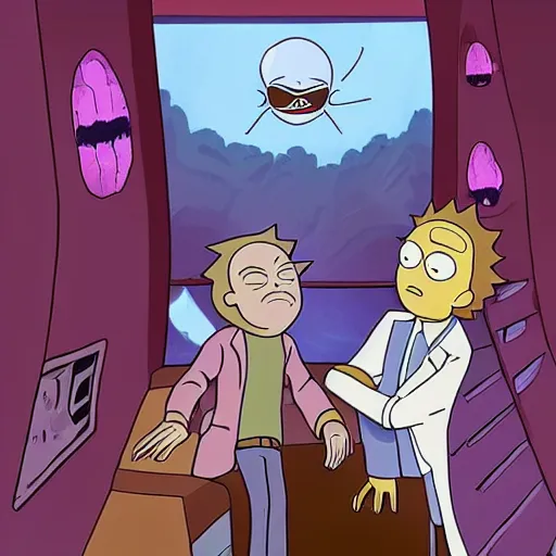 Prompt: Rick suffocating morty