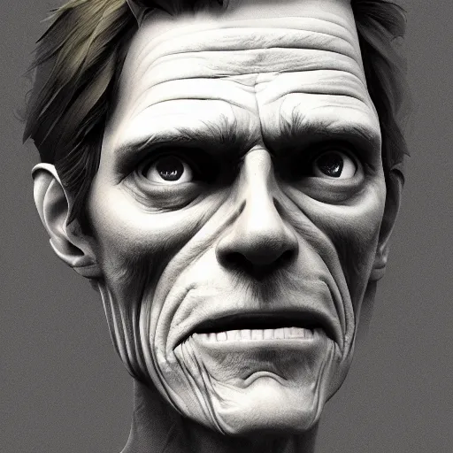 Image similar to portrait of willem dafoe the bogeyman, bleak and oppressive atmosphere, distress, mattepainting concept blizzard pixar maya engine on stylized background splash comics global illumination lighting artstation, sharp focus, lois van baarle, ilya kuvshinov, rossdraws