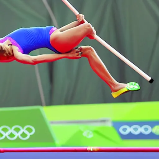 Image similar to Frog pole vaulting at the Olympics