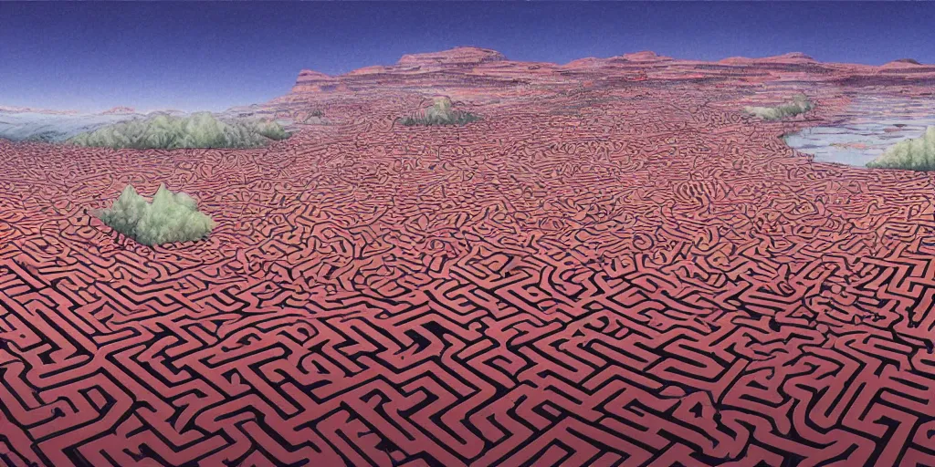 Image similar to the grand landscape of the endless maze, art by kotaro chiba