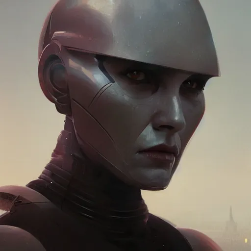 Prompt: A portrait of an android, Star Wars art, art by greg rutkowski, matte painting, trending on artstation