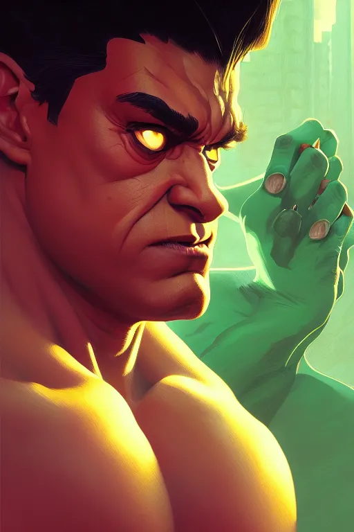 Prompt: a portrait of spider - hulk, fantasy, sharp focus, intricate, elegant, digital painting, artstation, matte, highly detailed, concept art, illustration, ambient lighting, art by ilya kuvshinov, artgerm, alphonse mucha, and greg rutkowski