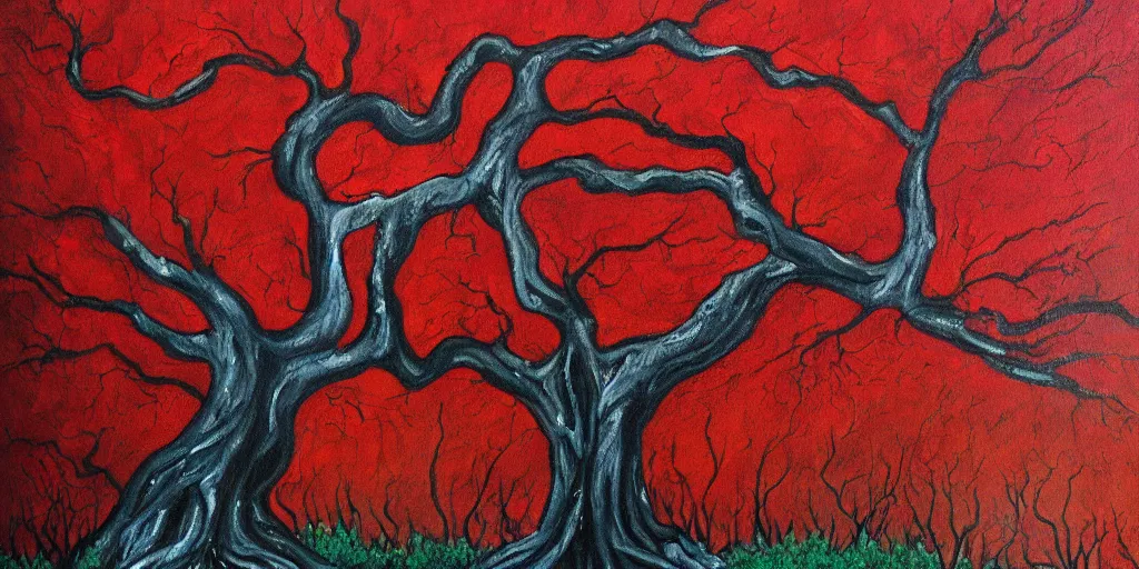 Image similar to detailed painting of a bleeding tree