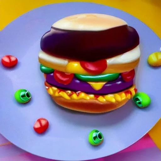 Prompt: a candy burger.