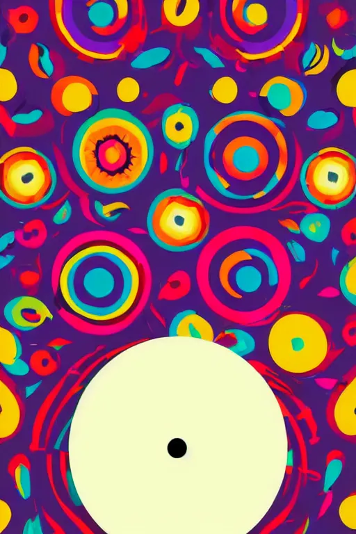 Image similar to minimalist boho style art of a colorful turntable, illustration, vector art