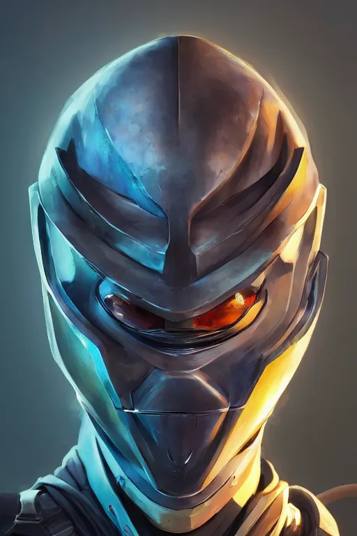 Image similar to epic mask helmet robot ninja portrait stylized as fornite style game design fanart by concept artist gervasio canda, behance hd by jesper ejsing, by rhads, makoto shinkai and lois van baarle, ilya kuvshinov, rossdraws global illumination radiating a glowing aura global illumination ray tracing hdr render in unreal engine 5