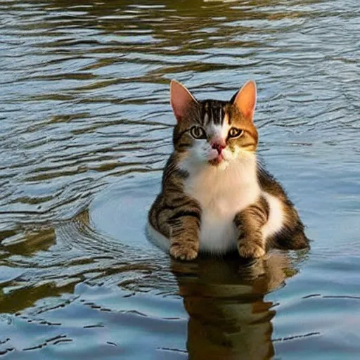 Image similar to a cat floating, very funny image
