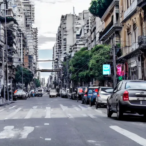 Prompt: dash cam footage in buenos aires streets