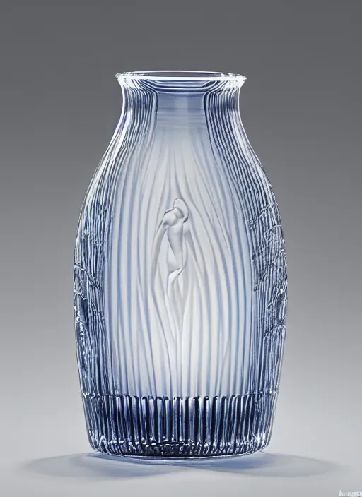 Prompt: Vase in the shape of a Kline bottle, designed by Rene Lalique