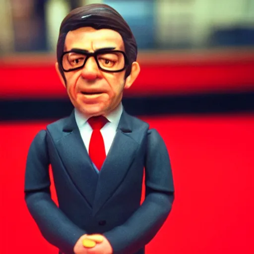 Prompt: high quality 4k picture of a plastic action man figure of Jean-Luc Melenchon with a suit and a red tie, cinestill 800t 8k, neat precise, very detailed, plastic texture