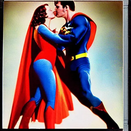 a polaroid photo of superman kissing lois lane while | Stable Diffusion ...