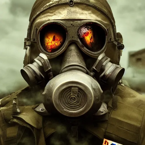 Image similar to military zombie with pig face in gasmask, details face, photo, bloody eyes, unreal engine, digital, artstation, detailed body, heavenly atmosphere, digital art, overdetailed art, trending on artstation, cgstudio, the most beautiful image ever created, dramatic, award winning artwork, beautiful scenery