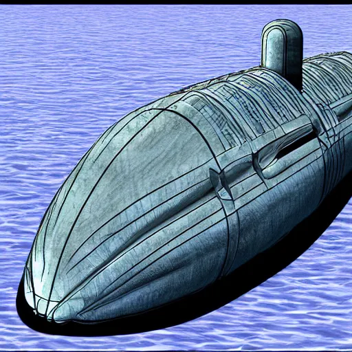 Prompt: trilobite submarine concept design, blueprint, engineering design