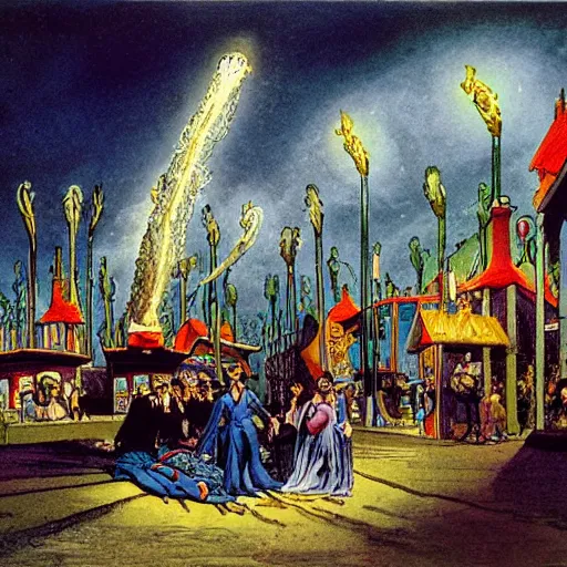 Image similar to willian blake theme park, theatrical lighting