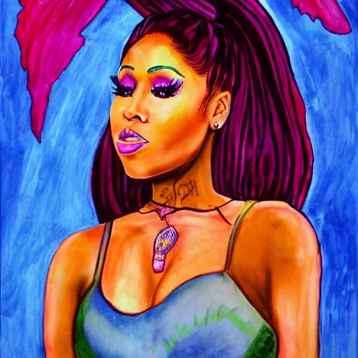 Prompt: children's painting of nicki minaj