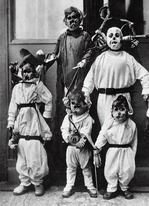 photograph from 1903 of Halloween trick or treaters | Stable Diffusion ...
