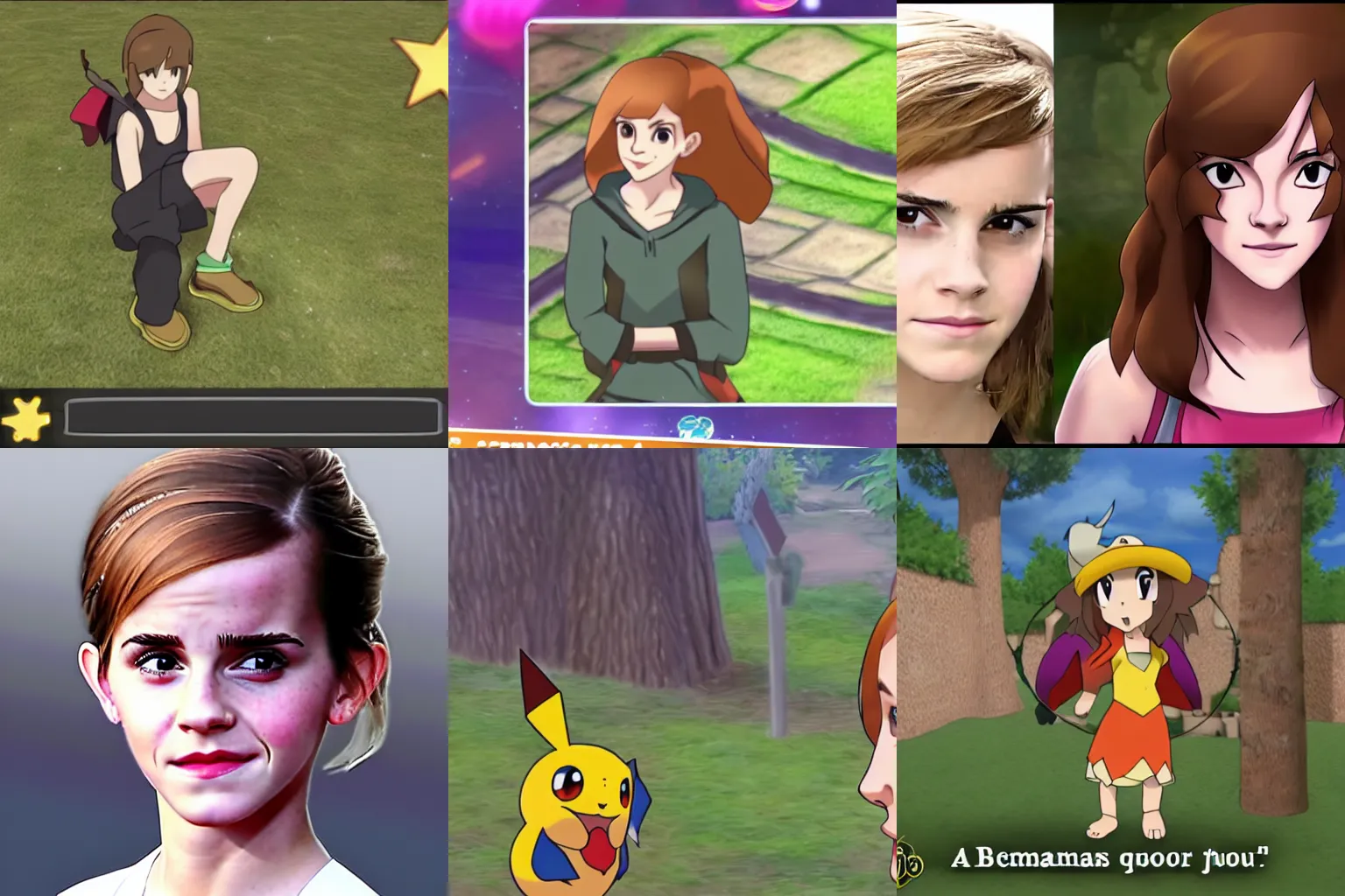 Prompt: Screenshot of Emma Watson as a Pokemon