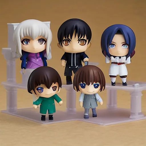 Prompt: cast of friends as Nendoroid figures, anime style, product photo