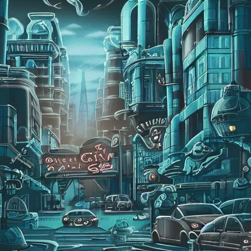 Image similar to deep sea city, urban civilization, sf, gloomy, game illustration