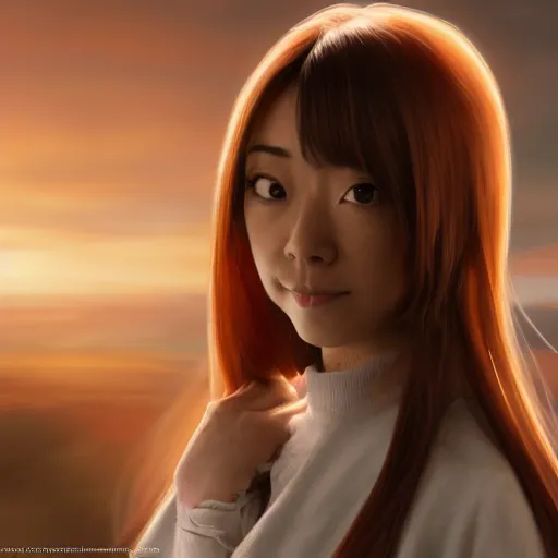 Image similar to Aimee Garcia as Orihime Inoue, professional modeling, looking down on the camera, detailed, centered, digital painting, artstation, concept art, donato giancola, Joseph Christian Leyendecker, WLOP, Boris Vallejo, Breathtaking, 8k resolution, extremely detailed, beautiful, establishing shot, artistic, hyperrealistic, beautiful face, octane render, cinematic lighting, dramatic lighting, masterpiece